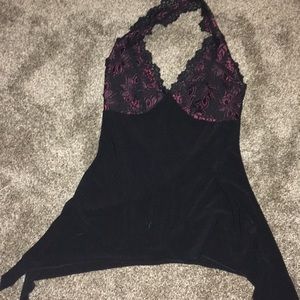 Black lacey halter top